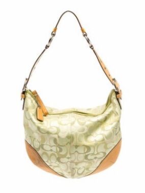 Coach Pale Green Signature Hobo with Tan Trim